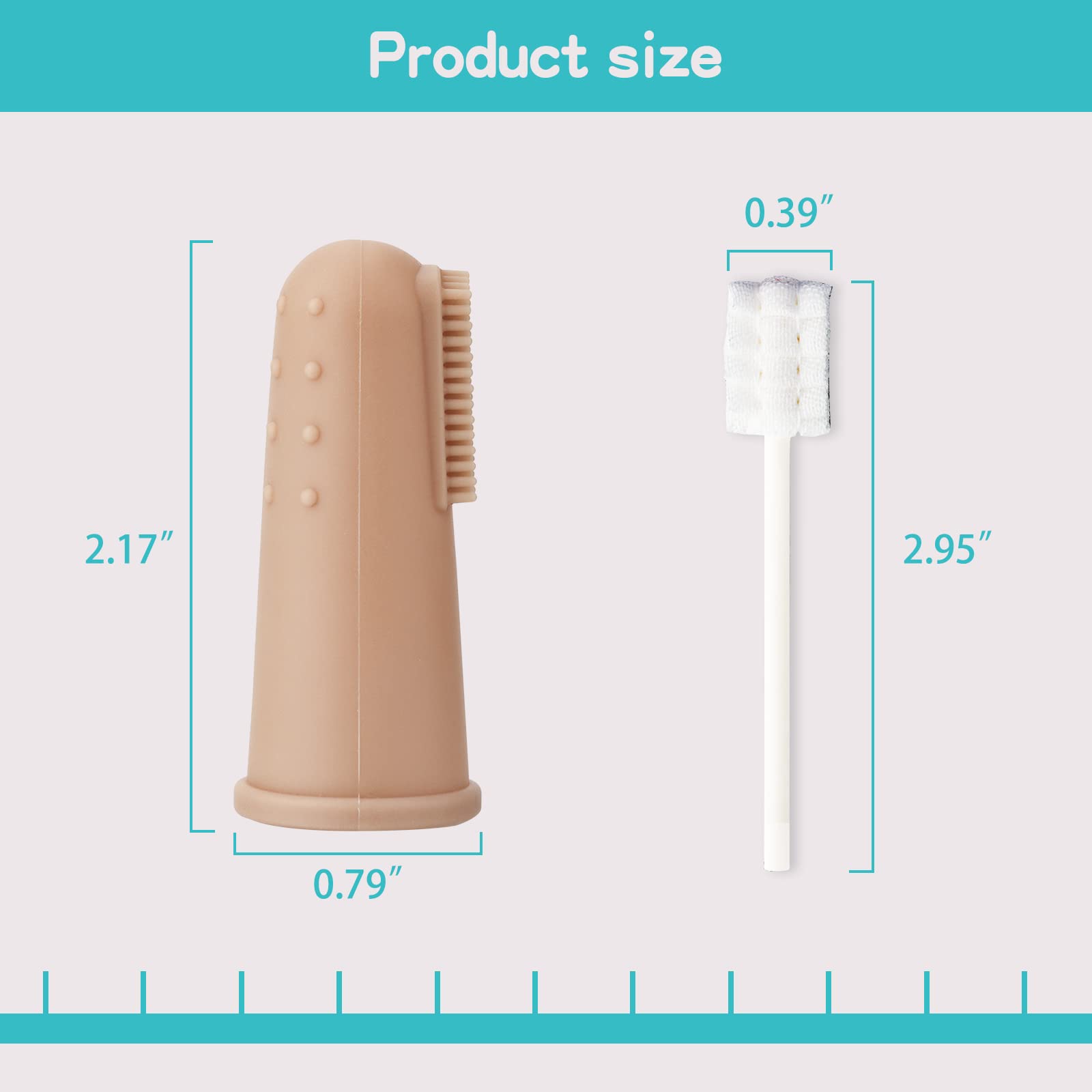 UHFi Baby Toothbrush Finger Toothbrush Oral Cleaner Kit with 5PCS Baby Tongue Cleaner Toddler Silicone Baby Tooth Brush 0-6 Months 6-12 Months(Clay/Mint)