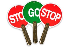 Liontouch - Stop & Go Signs, 3-Pack, Red & Green | 3+ Years - 11.8 x 6.7 in | Durable & Reversible Lollipop-Shaped Foam Toy P