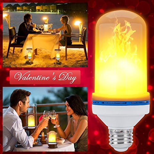 LED Flame Light Bulb, E26 LED Flame Effect Fire Light Bulbs Simulated Atmosphere Lighting Flame Flickering Lamps for Bars, Festival Decoration
