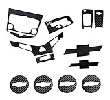 Front & Rear + Wheel Center Hub Caps + Key Carbon Fiber Audio Panel Mask Center Emblem Sticker for Chevrolet Chevy Cruze 2010 2012