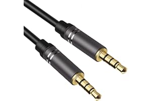 3.5mm Audio Cable Male to Male (6Ft/1.8M), 4 Pole Hi-Fi Stereo AUX Cord, Audio Jack Auxiliary Cord Extension Adapter for Head