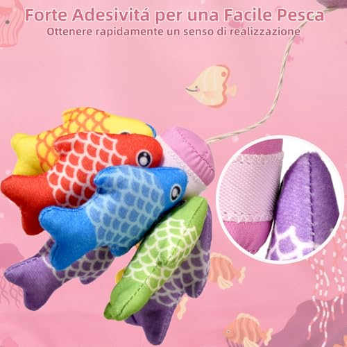 Tokiyis Montessori Games 1 Year – Soft Fishing Game for Baby Girl with 12 Fishes – Colourful Child Game Educational Toy for 6 9 12 18 Months – Pink Gifts for Children Girl 1 2 3 Years