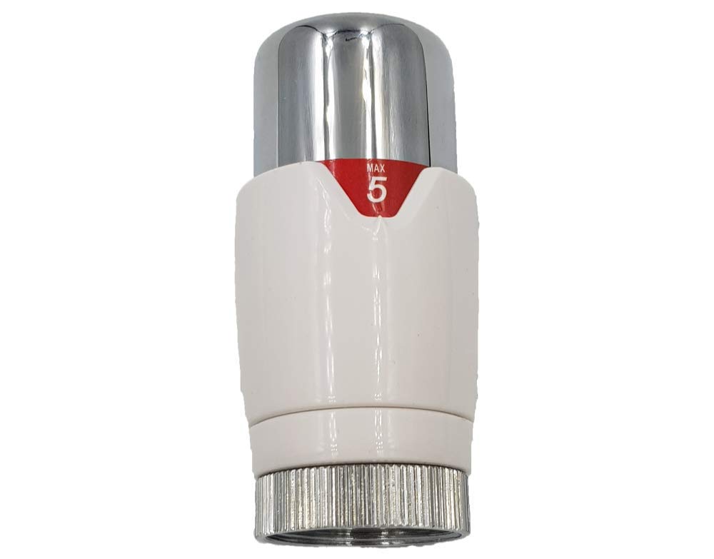 Aumix Thermostatic Radiator Valve TRV White Chrome Replacement Head Only