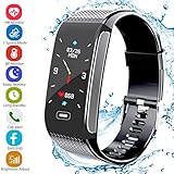 Fitness Tracker HR, Activity Tracker with Pedometer Blood Pressure Heart Rate Monitor IP67 Waterproof Step Calorie Distance Tracker Call SMS SNS Remind for Men Women Kids Compatible for Android iOS