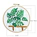 Unime Full Range of Embroidery Starter Kit with Partten, Cross Stitch Kit Including Embroidery Cloth with Color Pattern, Bamboo Embroidery Hoop, Color Threads, and Tools Kit (Monstera)