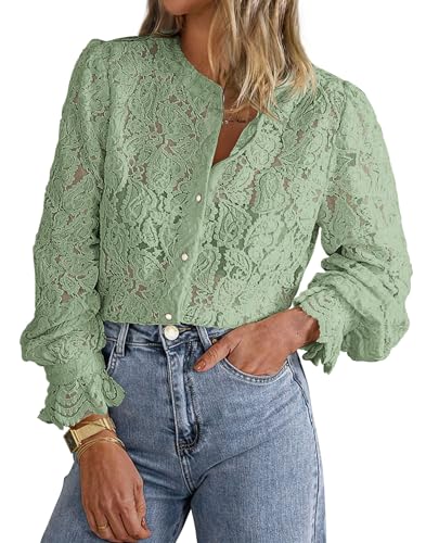 PRETTYGARDEN Women's Fall Trendy Long Sleeve Lace