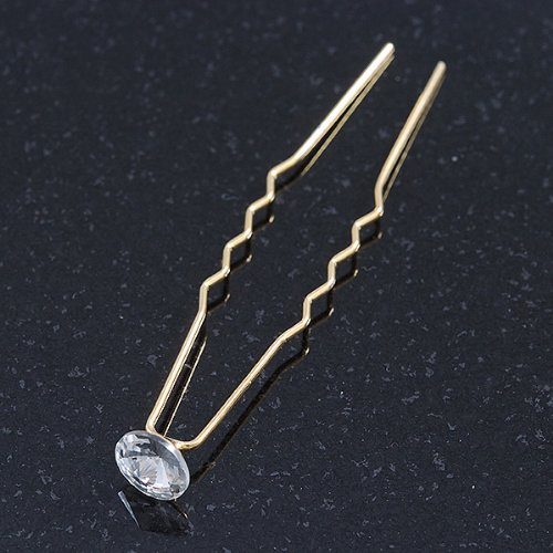 Bridal/ Wedding/ Prom/ Party Set Of 6 Gold Plated Crystal Bead Hair Pins