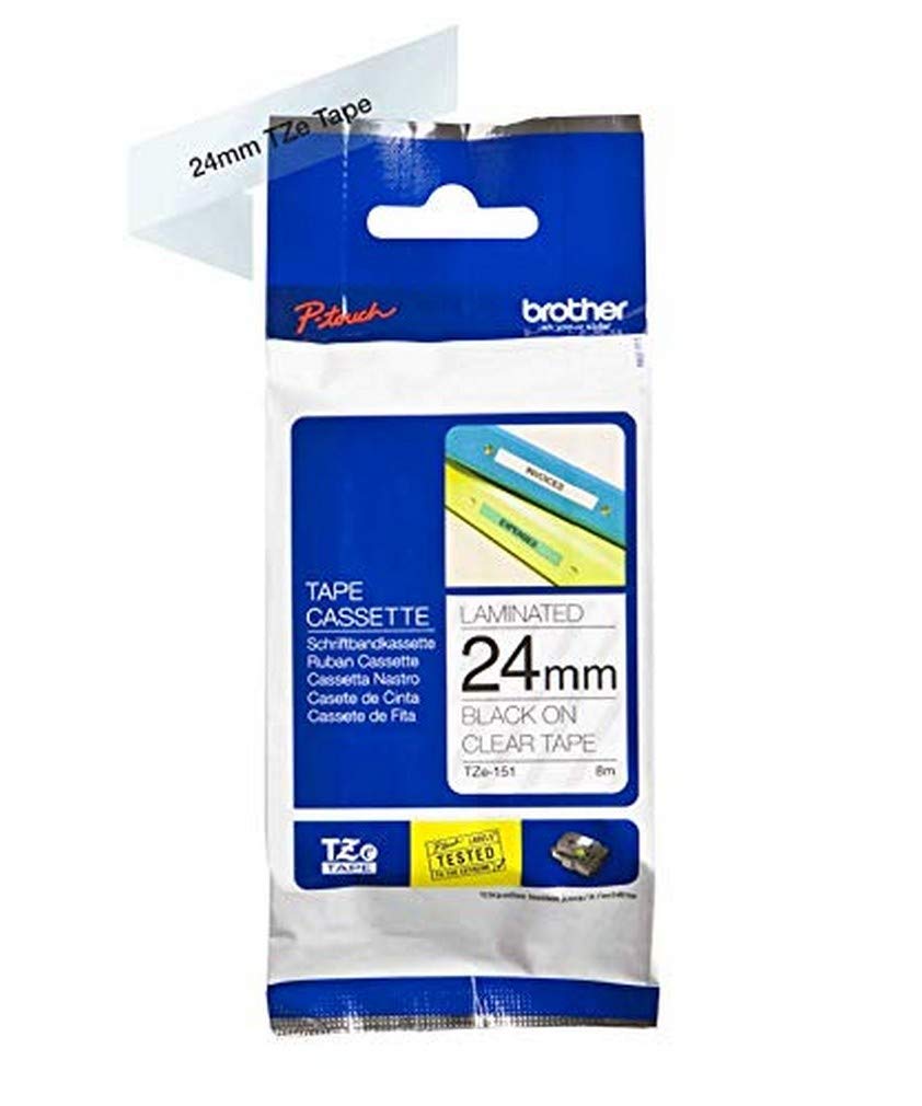 Brother Labelling Tape Cassette, Black on Clear, 24 mm