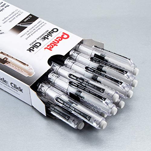 Pentel-QUICK-CLICK-Mechanical-Pencil-07mm-Black-Barrel-Box-of-12-Pencils-PD217A