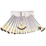 BESTOPE 24PCs Professional Makeup Brushes Synthetic Kakubi Cosmetic Mac Makeup Brush Set with Leather Traverl Pouch Bag Case