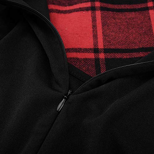 Birdfly Basic Black Top Patchwork Plaid Skirt Fashion Dress for Women Girl (2XL, Red) - Thumbnail 3