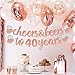 Joymee Cheers & Beers to 40 Years Rose Gold Glitter Banner for 40th Birthday Wedding Aniversary Party Supplies Decorations - PRESTRUNG