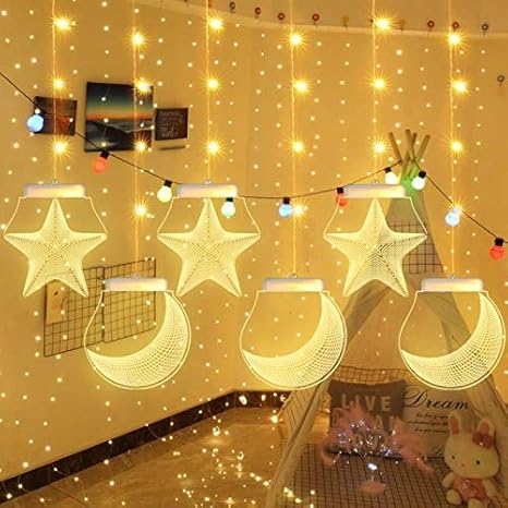 Immagini Di Stelle Natalizie.Luci Di Stella Decorazione Di Natale Stringa Cinque Stelle Tende Leggere Piene Di Stelle Luci Festive 6 Luna Delle Stelle Sempre Luminose Amazon It Illuminazione