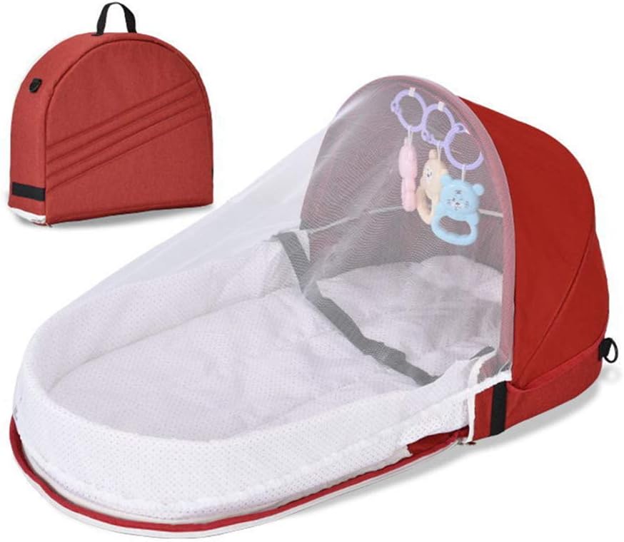 Rouge Lit Bebe Pliable Dormeuse Pour Bebe Avec Auvent Et Moustiquaire Zlloo Berceau Portable Accessoires De Literie Mianie Bebe Et Puericulture