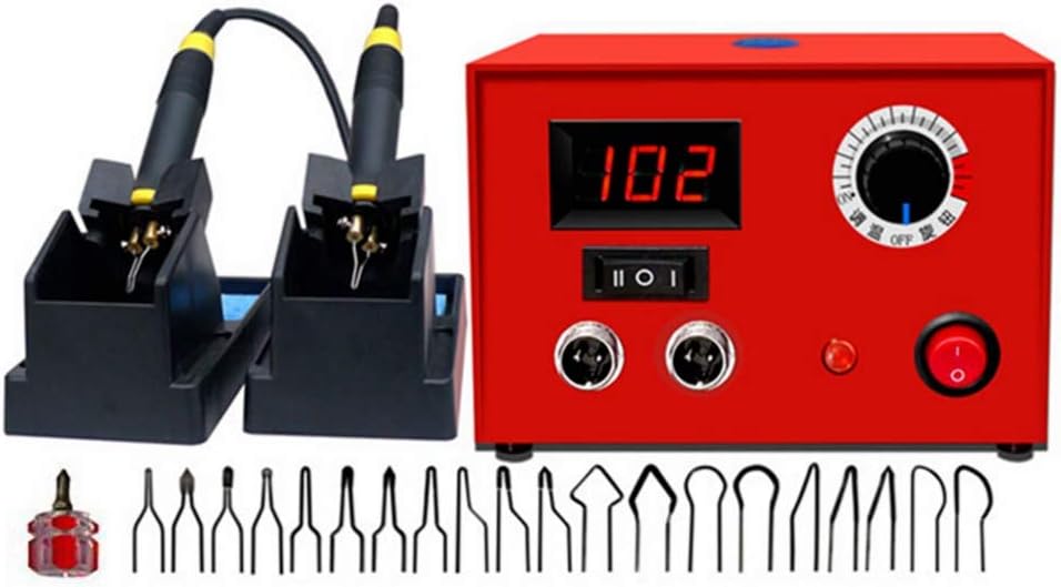 Wood Pyrography Set, 110V 50W Digital Display Wood Burning Kit Pyrography Machine Wood Craft Tool Kit with 2 Wood Burners and 20 Pyrography Wire Tips (Include Pyrography Pens Holder)