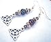 Beaded Celtic Knot Earrings Triquetra Gold Fleck Denim Blue Grey and Silver Handcrafted Dangles