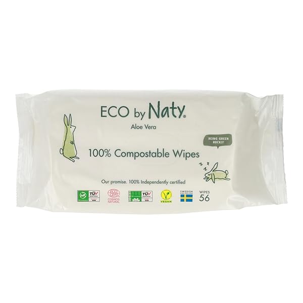 ECO BY NATY SENSITIVE WIPES WITH ALOE VERA, PACK OF 56