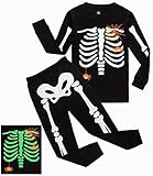 Boys Halloween Pajamas Skeleton-Glow-in-the-dark Toddler Pjs Kids Clothes Shirts