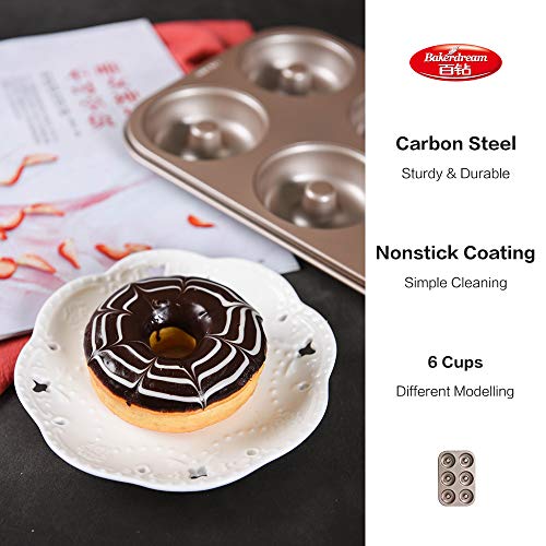 Bakerdream 6 Cavity Nonstick Donut Pan Baking Tray Donut Cake Pan Bagels Donut Maker - Thumbnail 3