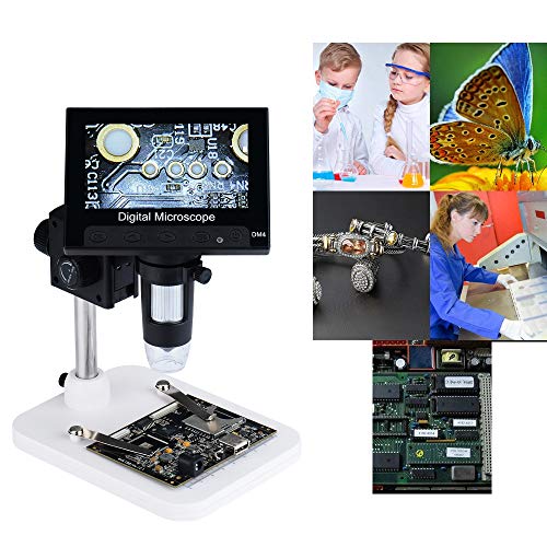 LCD Digital Microscope 4.3 inch 1000X Magnification Digital Microscope,8 LED Adjustable Light,Rechargeable Lithium Battery,Handheld USB Microscope Camera for Phone Repair Soldering Jewelry Biologic