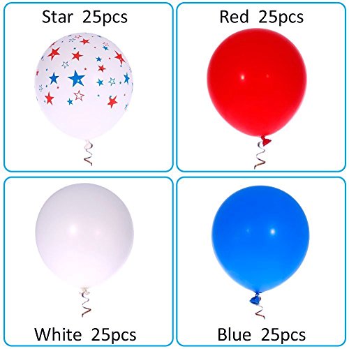 image for Patriotic Decorations Star Latex Balloons (100PACK)Lumiparty 4th of ju