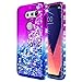 LG V35 ThinQ Case, LG V30 /V30 Plus /V30+/V30S ThinQ Case with HD Screen Protector for Girls Women, NageBee Glitter Bling Diamond Liquid Quicksand Flowing Cute Phone Case -Purple/Blue