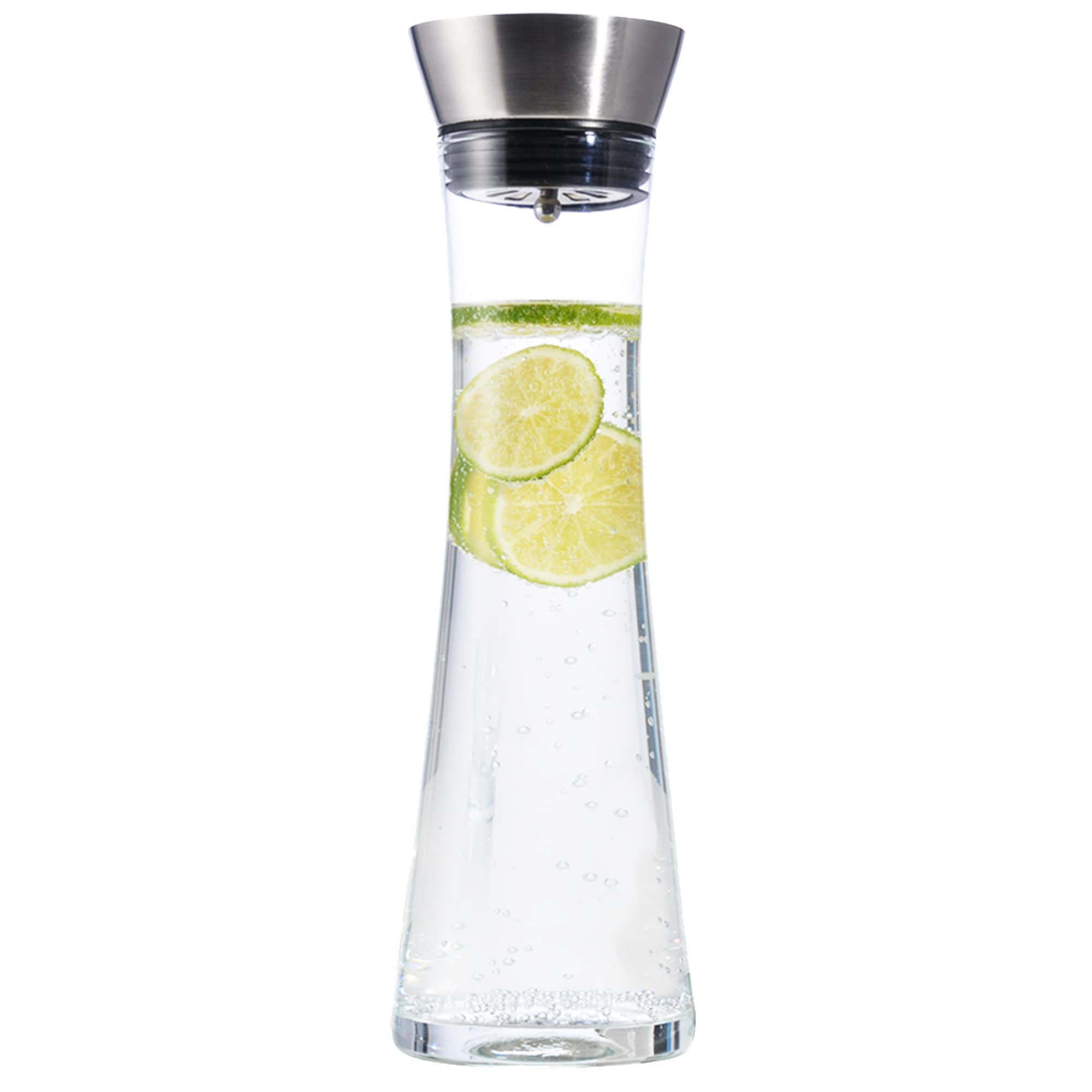 COM-FOUR® Glass jug with Stainless Steel spout - Glass Water Carafe - 1 Liter Glass Carafe for Water, Milk, Juice and Lemonade (01 Pieces)