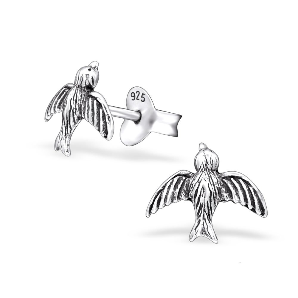925 Sterling Silver Bird Stud Earrings for Women & Girls – Dainty Swallow Design, Hypoallergenic, Gift Boxed