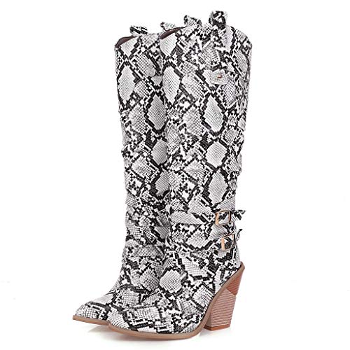 51ek2Y3cSuL Botas de Mujer con tacón Alto, Hebilla de Piel, Estampado de Serpiente, a la Moda, con Botas Elegantes Botas de Mujer con tacón Alto, Hebilla de Piel, Estampado de Serpiente, a la Moda, con Botas Elegantes - Imagen 6