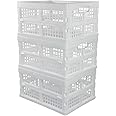 Begale 15 Liter Plastic Collapsible Storage Crates, Folding Crates Storage, Set of 3, White