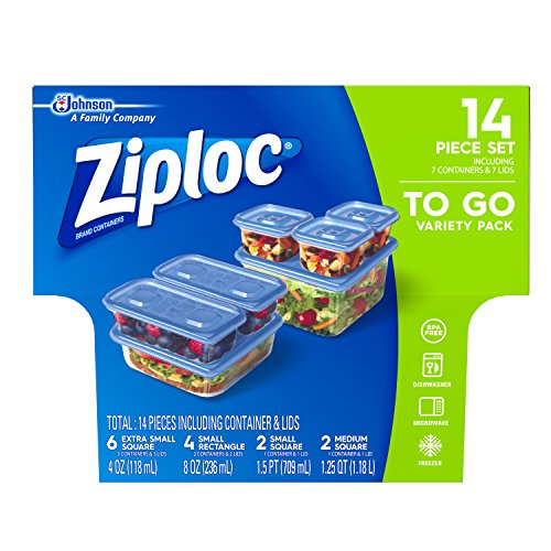 recipientes ziploc para almacenamiento de alimentos y preparación de comidas con un sello a presión, para viajes y organización, aptos para lavavajillas, juego de 14 piezas 