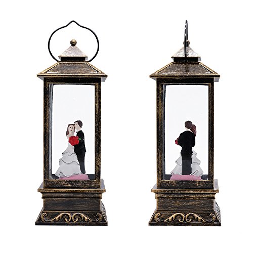 image for Eldnacele Battery Operated Lighted Wedding Snow Globle Water Snow Glit