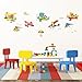 DECOWALL DA-1506BC Animal Biplanes with Hang Glider Kids Wall Stickers Wall Decals Peel and Stick Removable Wall Stickers for Kids Nursery Bedroom Living Room d?cor