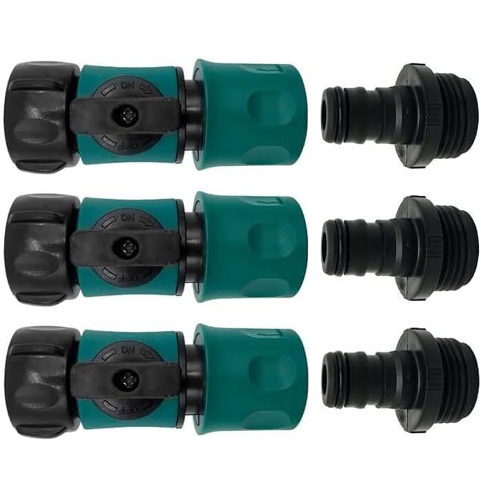 Hydrogarden Garden Hose Quick Connector with Shut Off Valve, 3/4 inch Quick Connect Fittings with Ball Valve, Easy Connect and Quick Release Adapters (3 Pairs)