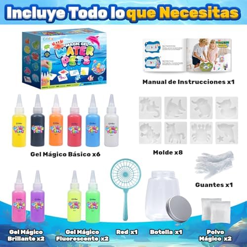 Conjunto Aqua Gelz, Brinquedo de Gel Mágico de Água DIY, Conjunto de Gel Mágico com 10 Cores e 8 Moles, Artesanato Criativo para Crianças, Brinquedos Jogos Kit de Pintura Presente para Rapazes e Raparigas 3 4 5 6 Anos