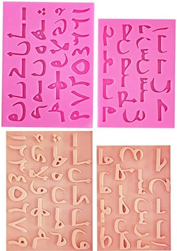 M0268 2Pcs Arabic Alphabet Letter Number Silicone Fondant Molds Party Cake Decorating Tools Candy Chocolate Gumpaste Moulds