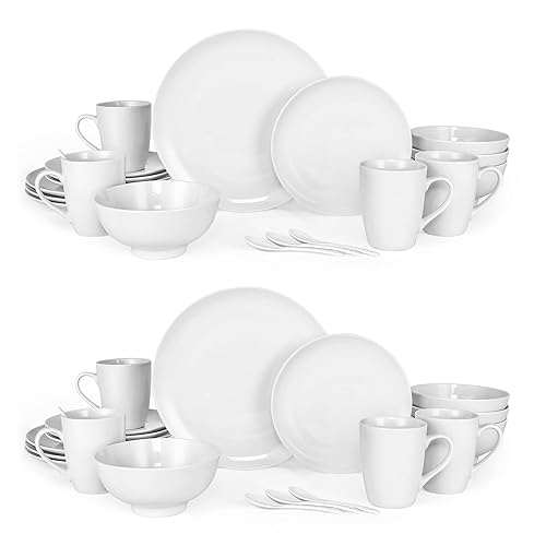 Miibox White Dinnerware Set, 40-Piece Service For 8，with Dinner