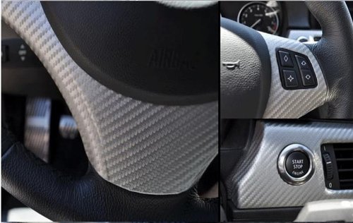 3D Silver Carbon Fiber Film Twill Weave Vinyl Sheet Roll Wrap - 24" x 60"