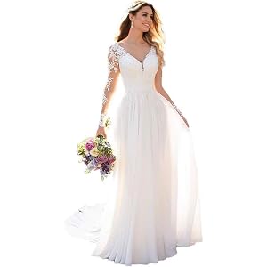 Mermaid Wedding Dresses for Women Long Sleeve Bride Dress with Lace Appliques 2