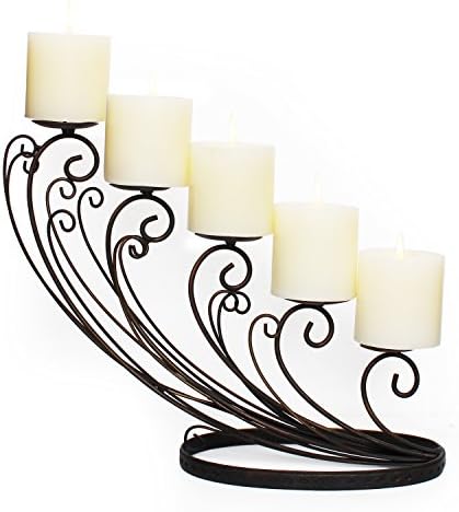 Asense Decorative Iron Pillar Candle Holder (Holds 5 Pillar Candles) (Pillar, Spindrift ASHD0026)