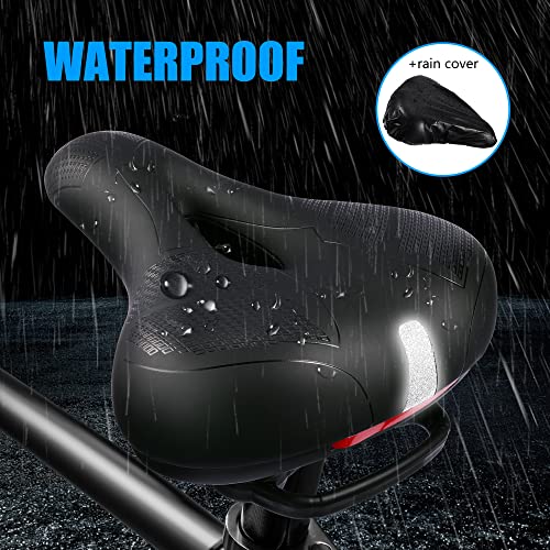 TJINHEZ Fahrradsattel, Hohl Ergonomisch Fahrrad Sattel, breiter, weicher, komfortabel, Wasserdicht und stoßdämpfend Fahrradsattel Herren Damen