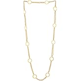 Long 18K Gold-Plated Chain Necklace with Open Circle Links and Multi-Strand Chains Elegant Layered Statement