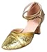 Honeystore Women's Sequins Round Toe Latin Dance Shoes