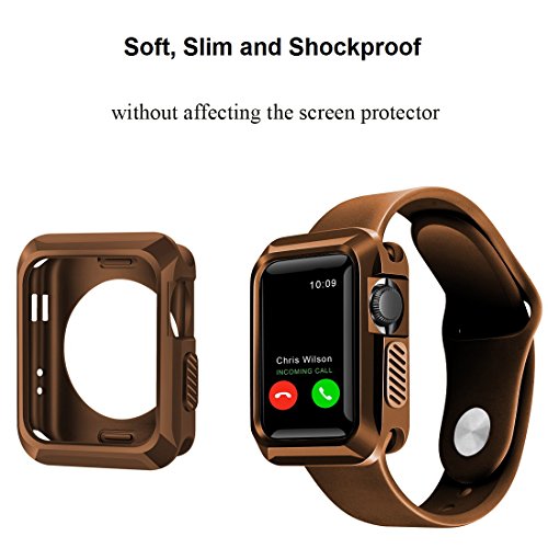 iiteeology Replacement for Apple Watch Case 42mm, Universal TPU Protective Case for Apple iWatch Series 3 Series 2 Series 1 (Matte Brown) - Thumbnail 2