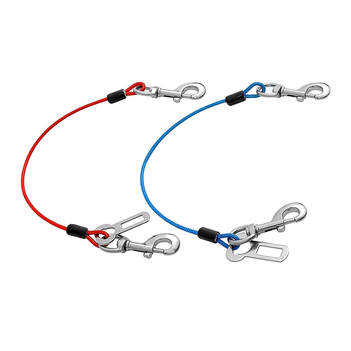 Tiardey Dog Restraint for Cars 2PCS Steel Rope Dog Seat Belts Safety Restraint No-Chew Tether Cable with Double Clips and Latch Attachment