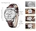 BINGER Men's Date Chronograph Watches and Luminous Numerals (silver dial brown leather strap)