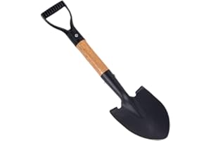 Garden Shovels for Digging - Round Point Shovel with D-Handle, Steel and Wood Construction for Gardening, Beach and Snow Use 