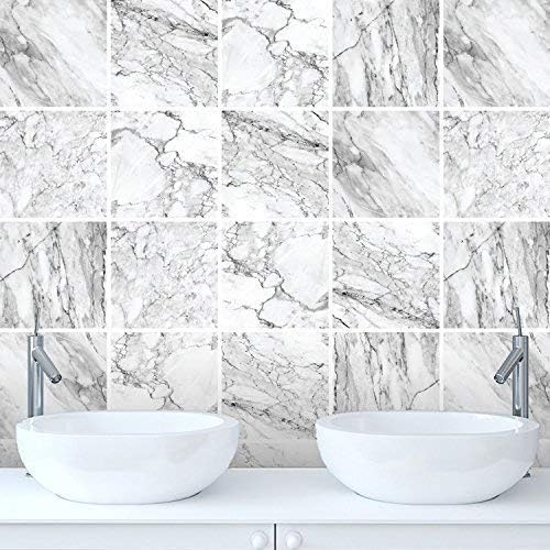Wall Genie Marble Tile Stickers Transfers for Kitchen, Bathroom - 150mm x 150mm - M1/150 (Pack of 10)