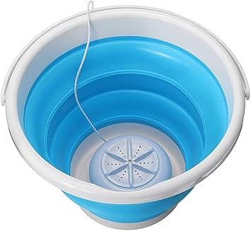 Blue New Portable Mini Turbo Washing Machine with Foldable Tub Compact Ultrasonic Turbine Washer Lightweight Travel Laundry Washer USB Powered Camping Apartments Dorms RV Business Trip