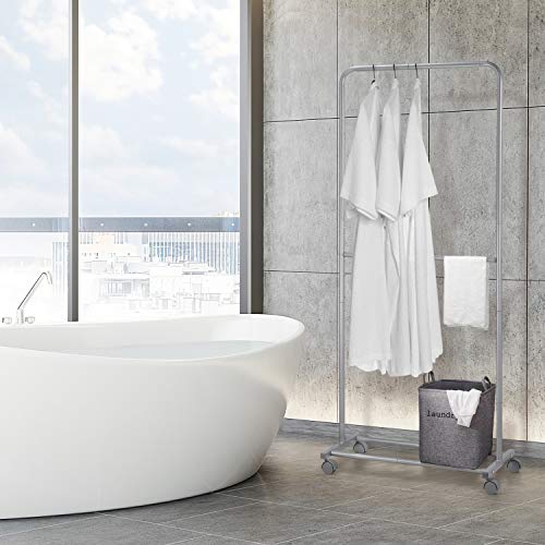 Simple Trending Double Rod Clothing Garment Rack, Rolling Clothes